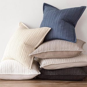Light <strong>Beige</strong> 100% Cotton <strong>Cushion</strong> Covers Textured Weave for Living Room Sofa Decor Elegant Home Aesthetics - Product Image 4