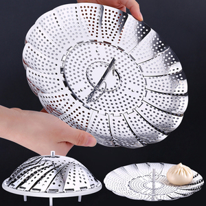 Panier <span class=keywords><strong>vapeur</strong></span> pliable en acier inoxydable pour la cuisson des aliments, outil de cuisine extensible en maille pour légumes - Product Image 6