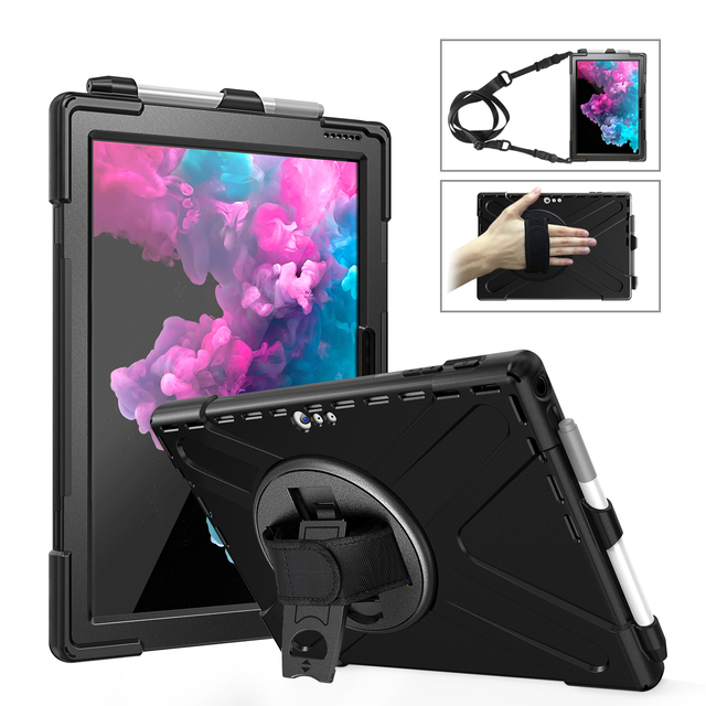 Rugged Armor Case for Microsoft Surface Pro 4/5/6/7/7 Plus With Pencil Holder Hand Shoulder Strap Shockproof Tablet Cover