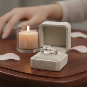 Bague à deux pierres en diamant véritable 0,70 TCW |   Bijou élégant en or blanc 14 carats, design torsadé multicolore, coupe ronde, cadeau pour femme - Product Image 2