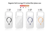 Nouveautés : Étui de téléphone portable de luxe ultra-fin en fibre de carbone haute performance, transparent, magnétique, antichoc et étanche pour