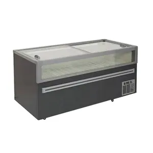 Congelador comercial de vidrio transparente, escaparate de Almacenamiento de paletas de carne, congelador de merchandising