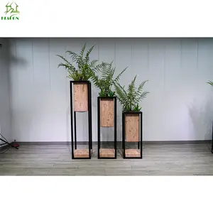 Garden pots planters small outdoor coated metal planter wholesale square flower planter with stand