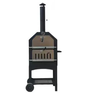 YOHO High Quality Outdoor Garden Multi-functional Pizza oven with Stand Easy to Move Wood Fired Pizza Oven