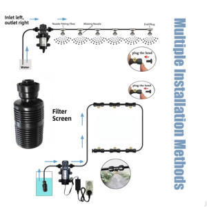 Kit de pompe pour système de refroidissement par <span class=keywords><strong>brumisation</strong></span> extérieur 66FT 82FT 99FT avec filtre de ligne de <span class=keywords><strong>brumisation</strong></span> et buses de <span class=keywords><strong>brumisation</strong></span> en laiton - Product Image 3
