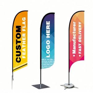 Outdoor Flying Banner Promotion Custom Printed Advertising Feather Teardrop <b>Flag</b> Bali Bow Beach <b>Flag</b> with Corss Base - Product Image 5