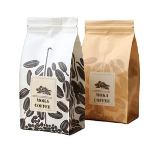 Sacs cadeaux en papier kraft à fond carré réutilisables imprimés personnalisés avec poignées sachet de café et de thé de luxe 1 Kg