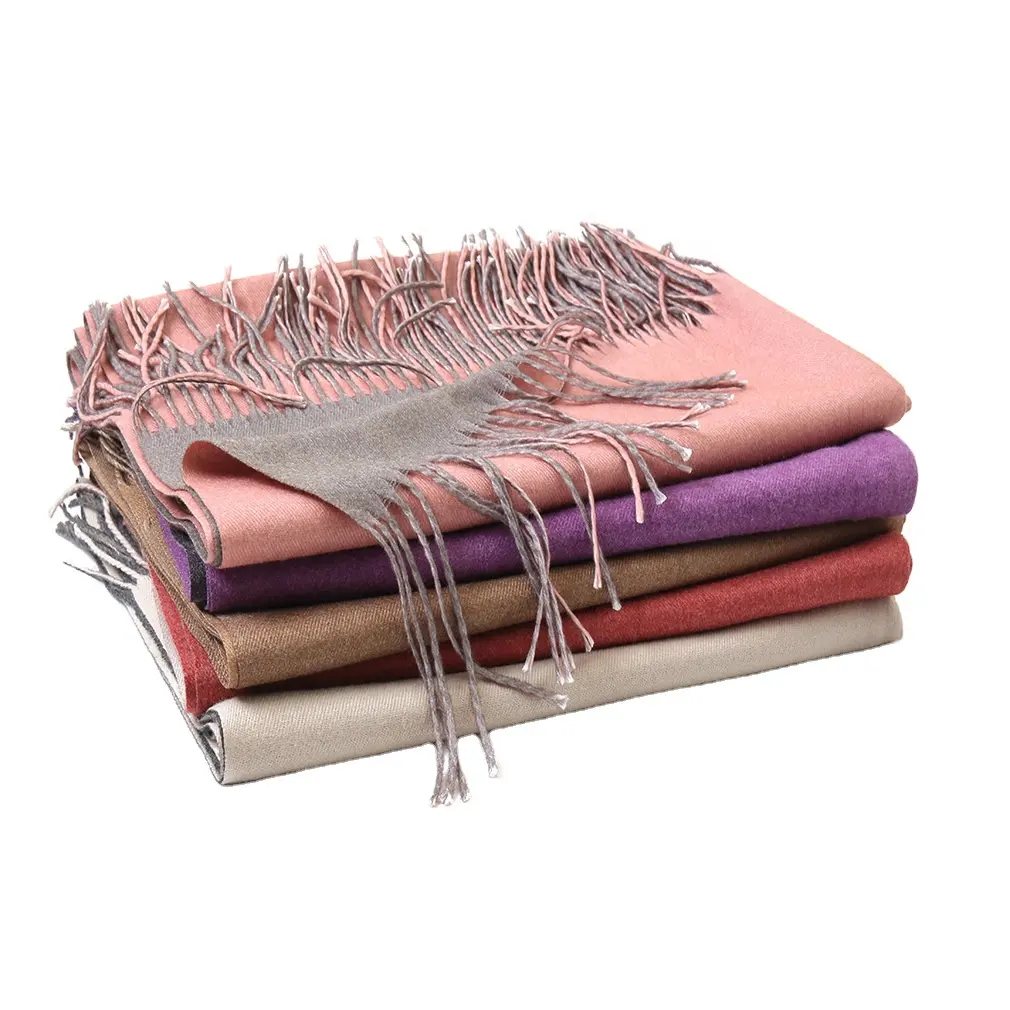 Mode benutzer definierte Logo billig mehrfarbige doppelseitige Pashmina Winter Faux Kaschmir Schal Schals gestohlen Hersteller