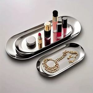 Nordic Stainless Steel Metal Restaurant Tray Eco-Friendly Matte Gold Oval Plate <strong>Dish</strong> for Party Fruit Dessert Service - Product Image 1