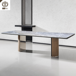 Italian Modern Luxury Natural <strong>Marble</strong> Leather <strong>Chair</strong> 3m Rectangular <strong>Dining</strong> <strong>Table</strong> <strong>and</strong> <strong>Chair</strong> Set - Product Image 2