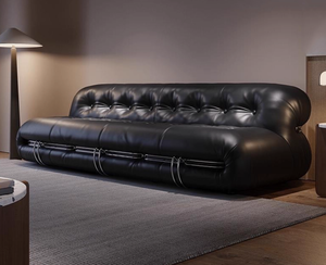 Sofá de Cuero Encerado Estilo Vintage, Sofá <span class=keywords><strong>Soriana</strong></span> con Patas de Acero, Sofá Lounge Hippo, Sofá Retro Creativo de Diseño - Product Image 4