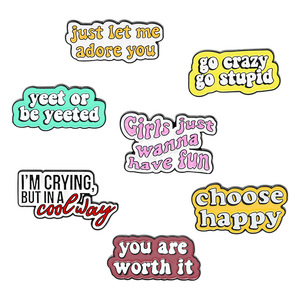 7 stili divertenti citazioni personalizzate scegli Happy You Are Worth It spille finestra spille smaltate - Product Image 2