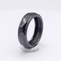 Base de bague en céramique classique à découpe pyramidale à niveaux pour incrustation, avec canal intérieur de 6mm et 8mm, poli, plaqué noir canon, marque Lumon
