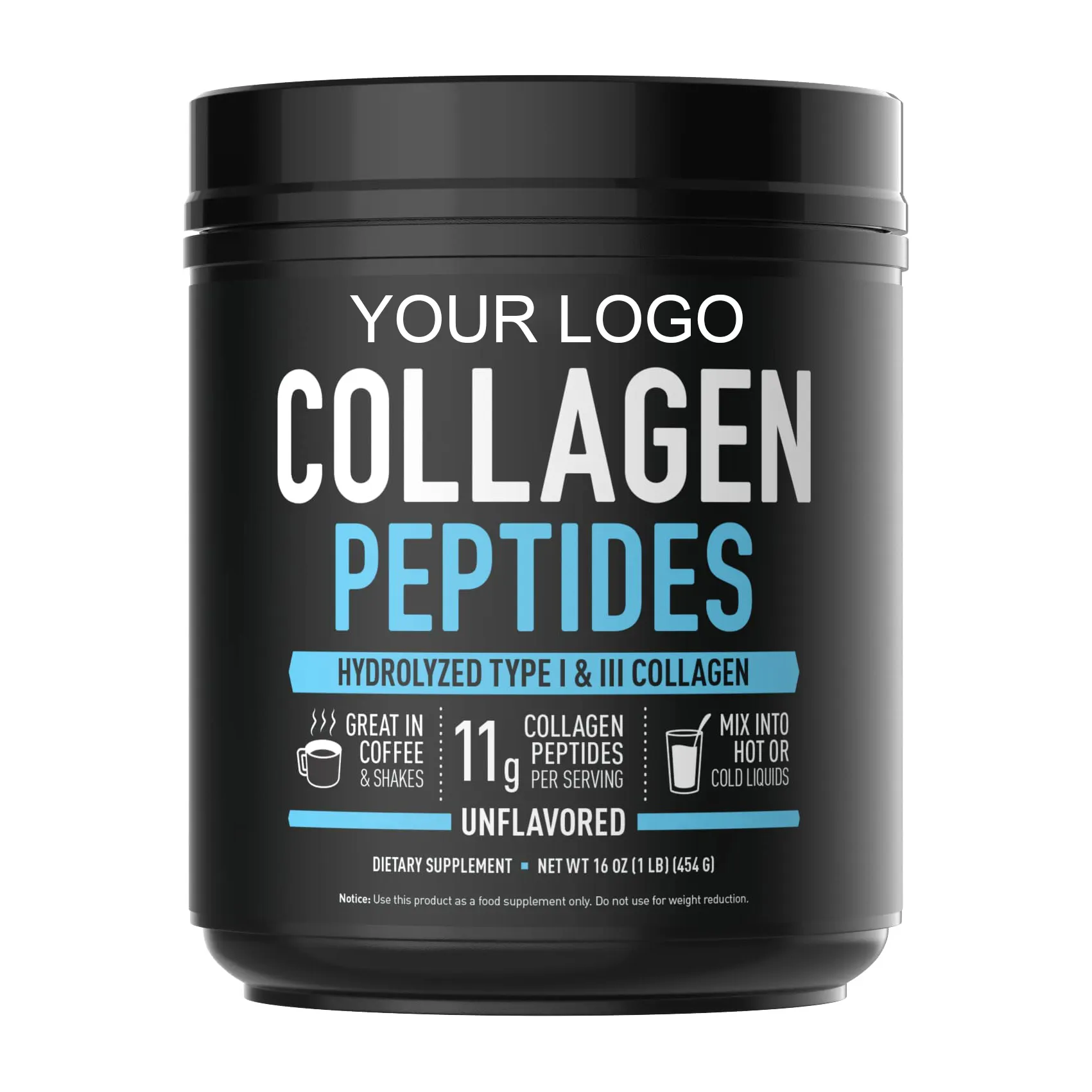 Hydrolyzed collagen Peptides Powder Supplement great for Healthy Joints and Bones Friendly Nutrition Mix in Drinks for woman