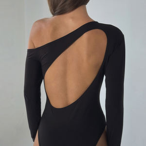 Body de Moda Sexy para Mujer, de un Solo Hombro, Espalda Descubierta, Manga Larga, Gran Venta |   Ropa de club ajustada y moderna - Product Image 5