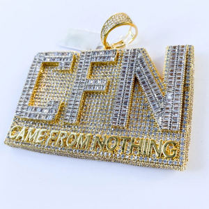 Nouveau <span class=keywords><strong>collier</strong></span> pendentif en or plaqué avec inscription CFN en zircon CZ 5A glacé, bijoux hip-hop tendance pour hommes, provenant de Nothing - Product Image 3
