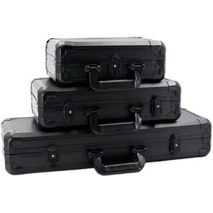 Boîte à jetons en alliage d'aluminium noir taille 300 en forme de K, boîte de rangement portable vide pour jetons de poker et d'échecs, idéale pour le divertissement et les loisirs - Product Image 3
