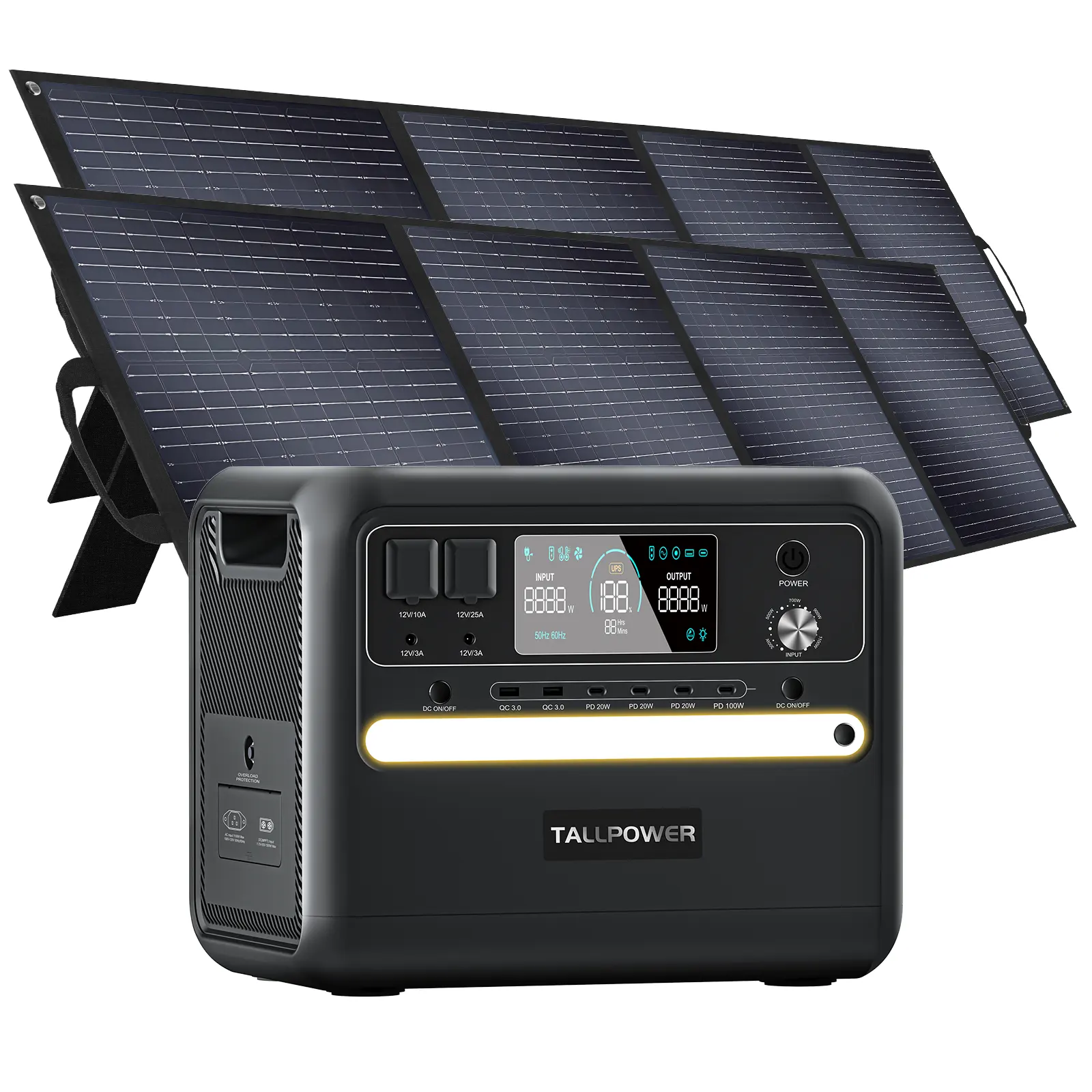 सौर जनरेटर 2400w आउटडोर बैटरी सौर पैनलों के साथ पोर्टेबल