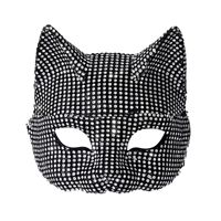 Nouvel ensemble masque et gants Catwoman en plastique PP, orné de strass estampés à chaud, taille unique, style long, idéal pour les farces et le cosplay.