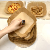 Papier de cuisson jetable carré pour friteuse à air, double face, enduit de silicone, antiadhésif, résistant à l'huile, non toxique, compatible four, écologique