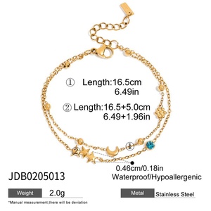Bracelets empilables délicats en acier inoxydable plaqué or 18 carats, résistants au ternissement, bijoux minimalistes bohèmes en zircon - Product Image 6