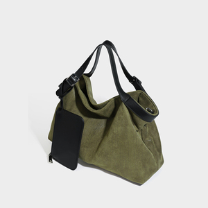 Bolso de lona del fabricante con asas de cuero PU y accesorio de cartera con cremallera, estilo minimalista, para todas las estaciones, bolso de mano para mujer - Product Image 3