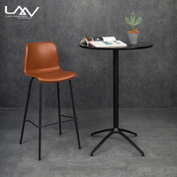 Chaise de comptoir de Bar en cuir marron, tabouret en métal, pour maison, moderne, minimaliste, décontracté, pour café