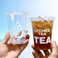 Gobelets en plastique transparent à double paroi en PE de 90 mm, imprimés UV personnalisés, pour boissons froides et chaudes, avec couvercles et pailles, pour boba et bubble tea, épais et résistants