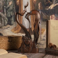 Figurine en bois de couple s'embrassant, statue abstraite de l'amour romantique, décoration d'anniversaire, de la Saint-Valentin ou de mariage pour femmes