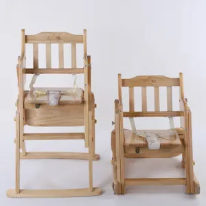 Silla alta de madera sólida personalizada para bebé, silla de comedor para bebé a precio de fábrica