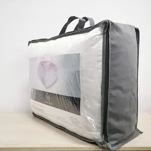 Venta al por mayor de PVC transparente personalizado y bolsa no tejida para el embalaje edredón Bolsa De Almohada transparente