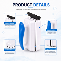 Brosse nettoyante magnétique pour aquarium, double face, nettoyage sans angle mort, protection du verre sans rayures, OEM/ODM, écologique