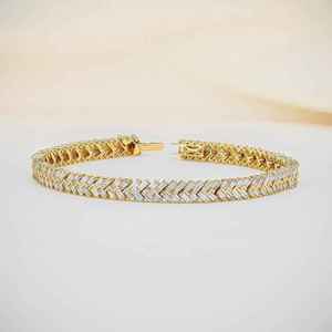Women's Baguette Diamond Tennis Bracelet 14K Yellow Gold Stackable with Bezel Setting 178 Stones 4.82ct Art Deco Style - Product Image 1