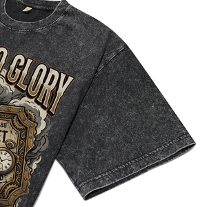 Camisetas Oversize Negras con Lavado Ácido y Teñido, Estilo Vintage Punk, con Estampado DTG de Boleto de Tren, Camisetas de Algodón de Manga Corta para Hombre, Estilo Urbano - Product Image 3