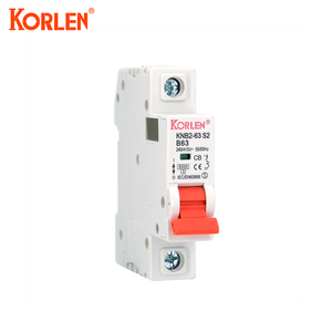 Korlen 1P <span class=keywords><strong>B</strong></span> loại MCB 6kA 63A Din Rail PA66 Vật liệu thu nhỏ ngắt mạch cho hệ thống điện <span class=keywords><strong>b</strong></span>ảo vệ ngắn mạch - Product Image 1
