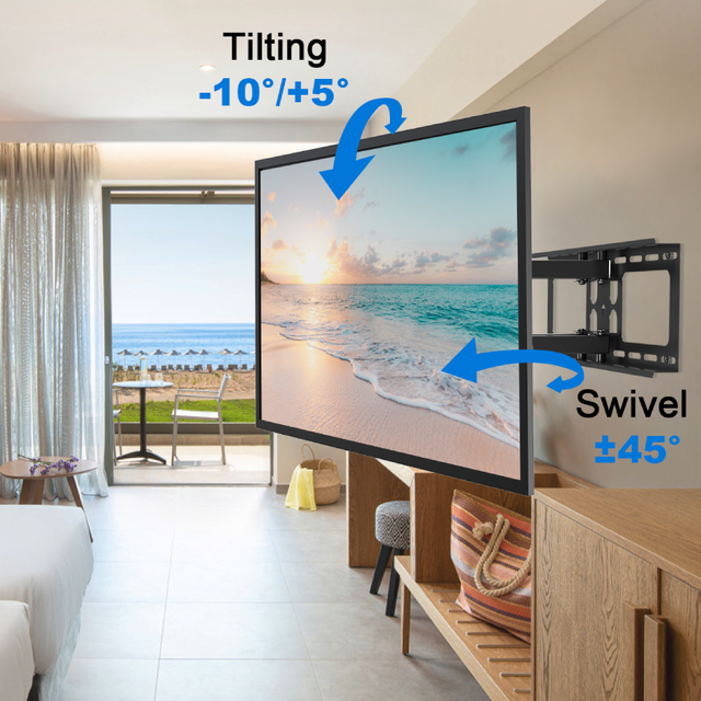 82 Inch Full Motion TV Mount Steel Swivel Wall Mounted TV Holder Bracket up to 45.5kg/100lbs