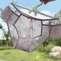 Braguitas de Punto Sin Costuras Transpirables para Mujer Joven y Energética, Estilo Romántico, con Bordes de Encaje a la Moda y Lazo Decorativo en la Cintura, Corte Delgado