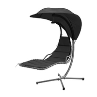 Fauteuil balançoire de véranda avec coussins, structure en fer et tissu polyester, design moderne