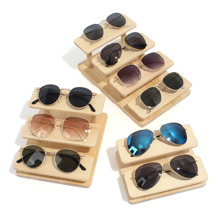 2/3/4 Layers Wood Sunglass Eyewear Display Rack Eyeglasses Show Stand for Multi Pairs Glasses