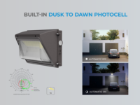 Projecteur mural LED de sécurité commercial, étanche, avec capteur photocellule, pour jardin et mur extérieur