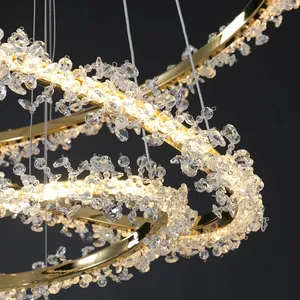 Jpungsun Modern Luxury Ceiling Chandelier Decoration Restaurant Living Room Villa Pendant Light Crystal Ring Chandelier