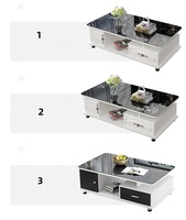 Ensemble Table Basse en Verre Moderne et Meuble TV pour Salon Marque Forever Noir