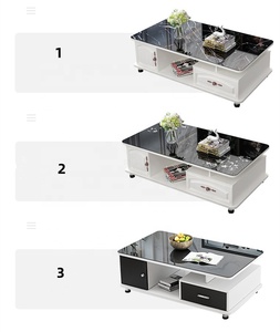 Set Moderno di Tavolino <span class=keywords><strong>in</strong></span> <span class=keywords><strong>Vetro</strong></span> e Mobile TV per <span class=keywords><strong>Soggiorno</strong></span>, Marca Forever, Colore Nero - Product Image 2
