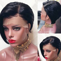 LLBeauty Hair Vente flash Perruque courte en cheveux humains brésiliens Remy 13x4 entièrement faite à la main, coupe pixie, perruque à dentelle frontale, fournisseur de premier plan