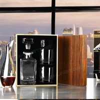 En stock, carafe à whisky en cristal et verres à whisky ronds, boîte en bois, cadeaux promotionnels d'entreprise, usine Shunstone