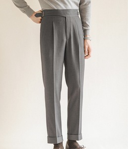 SanMageno, nuevos pantalones de vestir informales inteligentes rectos de cintura media para hombre, venta al por mayor, pantalones de negocios plisados delgados para conferencias, estambre de invierno - Product Image 3