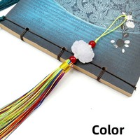 Pendentif double face en jade blanc style ethnique avec pompon lotus, en polyester, fait main, découpé, imprimé et estampé à chaud, pour vêtements chinois
