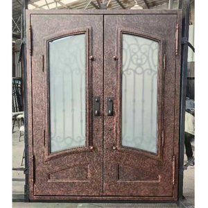 Puertas Plegables Modernas para Decoración de Interiores, Puerta Principal de Metal para Casas, Puertas Exteriores de Acero Ignífugas para el Hogar con Rotura de Puente Térmico - Product Image 1