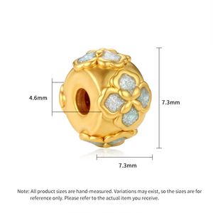 Forme haut de gamme perlée 24K or massif bijoux résultats composants 1.8mm ouverture artisanat ancien paillettes émail ton bleu - Product Image 4
