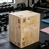 Attrezzatura per Allenamento Fitness, Plyo Box in Legno per Esercizi di Salto, Scatola Pliometrica Antiscivolo per Palestra